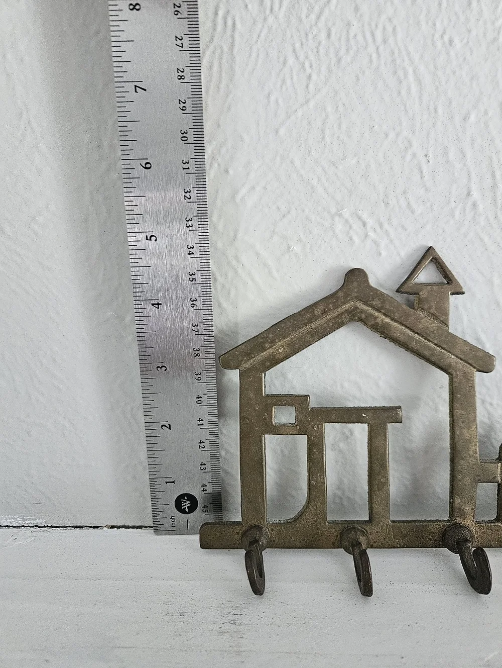 Vintage Brass House Shaped Wall Mounted Key/Accessory Holder Rack